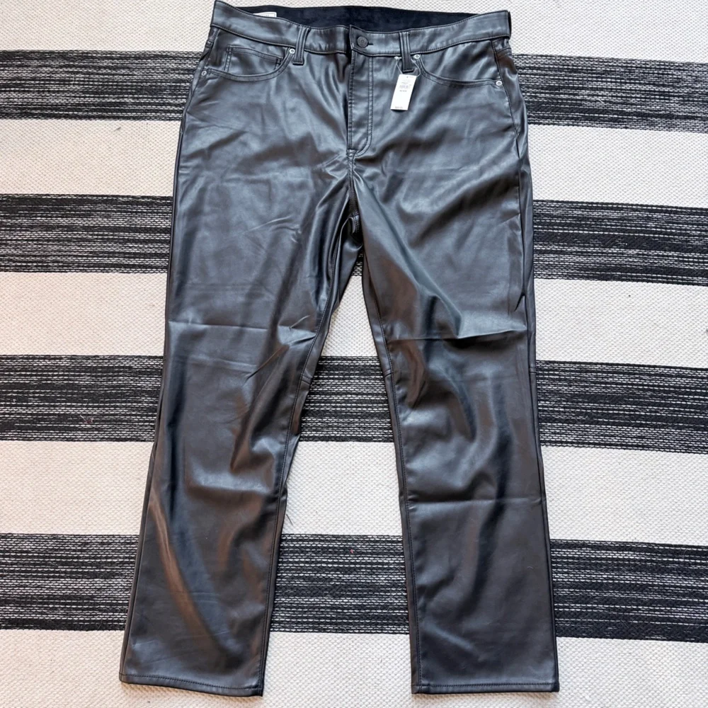 Gap Black Faux Leather Vintage Slim‎ High Rise Pants Size 34/18R NWT